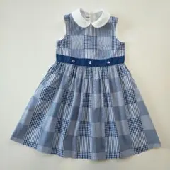 美品★120cm familiar ファミリア ブルーチェックワンピース
