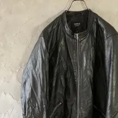 ヴィンテージ　人気カラー　ノーカラージャケット　ライダース　シンプル　黒　HD2