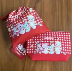 【完売品.限定品】SWIMMERお菓子ギフト巾着&ポーチ 赤チェック レトロ