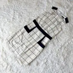 【ロートレアモン】ノースリーブワンピース　チェック　膝丈　日本製　Lのサムネイル