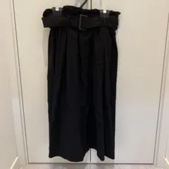 黒 フレアロングスカート ベルト付き