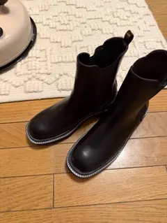 ブラック サイドゴアブーツ レザー