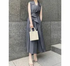 【最終値下げ】FRAY I.Dアシメラペルテーラードワンピース　チャコールグレー 未使用品 FRAY I.Dアシメラペルテーラードワンピース