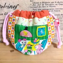 ハンドメイド まるいミニ巾着 (レトロなねこちゃん 花柄 水玉 いちご