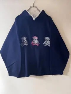 No.4813 【香港製】テディベア刺繍 スウェット 男女兼用 メンズ