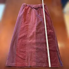 赤系ストライプ柄ロングスカート