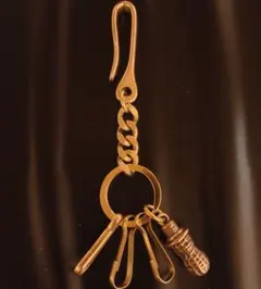 真鍮無垢　ブラス　真鍮ピーナッツ　ヴィンテージ　キーフック　キーチェーン
