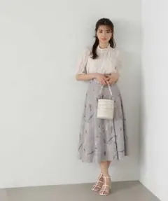 PROPORTION プリントフラワースカート グレー Mサイズ