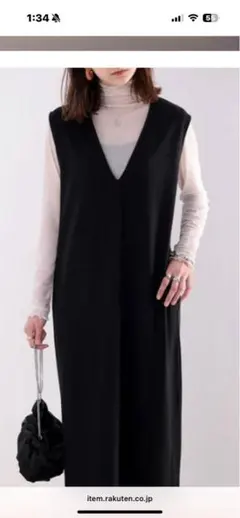 ブラック ノースリーブ ワンピース Sサイズ