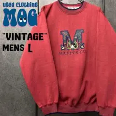 《US古着》ヴィンテージ 刺繍 ディズニー ミッキー スウェット メンズL