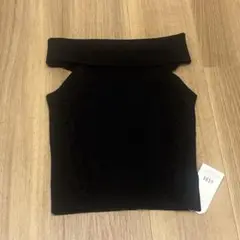 新品　GYDA ジェイダ　サイドレースアップオフショルニットトップス　ブラック