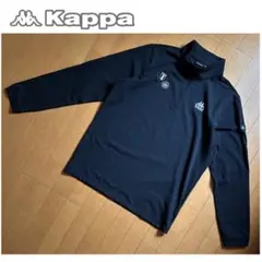 Kappa 長袖ハーフジップシャツ　黒　ロゴ刺繍&ワッペン　XL