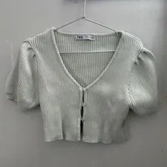 ZARA ザラ　カーディガン　クロップド丈　ニット　グリーン　美品