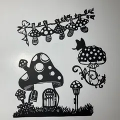 【(匿名配送)】切り絵 キノコ3点セット
