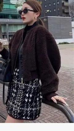 ⭐︎sheller ⭐︎sheller シェリエ レザーチェックショートコート COAT – shéller / シェリエ