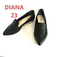 美品♡DIANA ダイアナ　ブラックレザー ポインテッドトゥパンプス23.0
