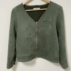 Ciaopanicノーカラージャケット スウェード　オリーブグリーン