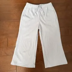 GU リブプルオンワイドフレアパンツ　水色　110