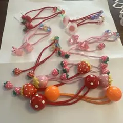 キッズヘアゴム　ヘアゴム　子供　ハート　苺　いちご 花　カラフル　⑤