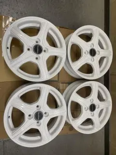 送料無料14インチ5.5J +45 4穴 PCD100 軽5本スポーク ホワイト - メルカリ