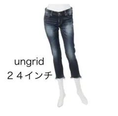 アングリッド フレイドヘムストスリ 24インチ インディゴブルー デニムパンツ