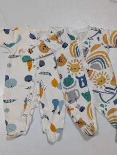 2着セット☆人気の可愛い動物と野菜ロンパース長袖