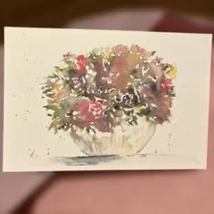 古*き様 パステルと英国製水彩絵の具で描かれた原画 花瓶の花 39cm×53c
