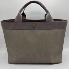 ハンドメイド　グレイッシユオリーブ　フェイクレザー　トートバッグ