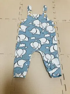 春物　ぞう柄　サロペット 6-9M（70-80cm）