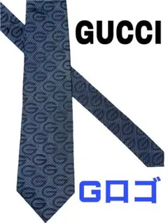 GUCCI ＧＧ柄 Gロゴ 最高級シルク100％ ネイビー 極美品