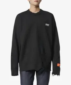 HERON PRESTON ブラック セーター M フリンジ加工のサムネイル