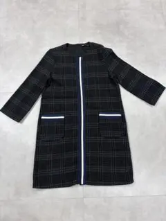 ZARA チェック柄 ニット素材　長袖ひざ丈ワンピース