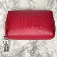 【非売品】Dior ディオール ポーチ 赤 レザー調 エンボスロゴ Dチャームのサムネイル