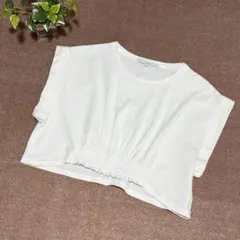 未使用 UN3D. クロップド シャーリング 半袖 Tシャツ ホワイト Fのサムネイル