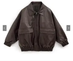 襟2Wayオーバーサイズレザーブルゾン[ze863]