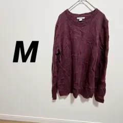 ニット 【M】レディース メンズ バーガンディ セーター 長袖 Amazon