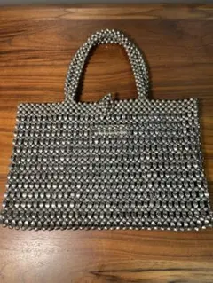 ZARA ザラ メタリック ビーズ ハンドバッグ シルバー トートバッグ