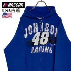 USA古着 NASCAR ジップアップパーカー 青 L ジミー・ジョンソンy2k