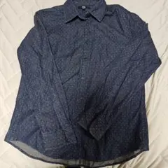 ユニクロ ダンガリーデニム ドット柄 長袖シャツ Lサイズ