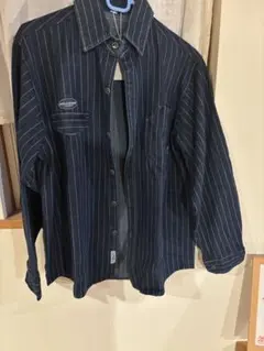 P*様 ストライプカジュアルシャツ ダークブルー　3XL