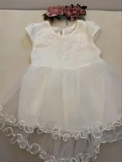 ホワイト ベビードレス レースとチュール