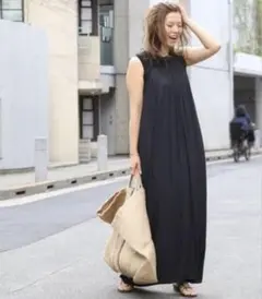 Deuxieme Classe LINEN ロング ギャザーワンピース ブラック - メルカリ