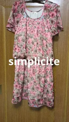 simplicite 花柄 ひざ丈ワンピース 半袖 ピンク系のサムネイル