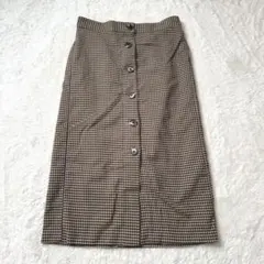 【美品】GU ジーユー　チドリフロントボタンナロースカート　L　ブラウン