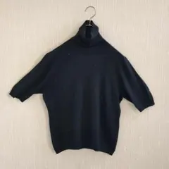 レディース ニット・セーター タートルネック半袖 ラインストーン　絹　カシミヤ