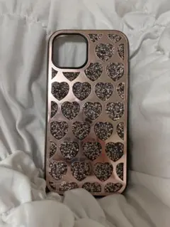 iPhone14用ハート型グリッターケース ピンク