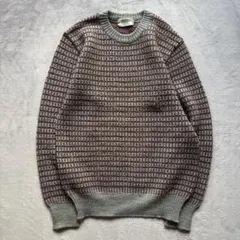 70s vintage チェック柄 クルーネックニット レトロ アメカジ 古着のサムネイル