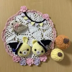 レース編みドイリー ぷっくりうさぎ&くまのハロウィン かぼちゃ付き♡31