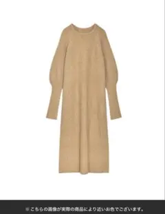 袖デザインがモード×フェミニンな主役ニットワンピ。Lサイズ。