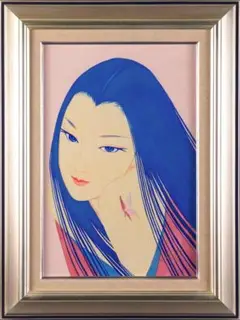 鶴田一郎、【リリー】、希少な額装用画集より、新品額装付、状態良好 鶴田一郎、【リリー】、希少な額装用画集より、新品額装付、状態良好